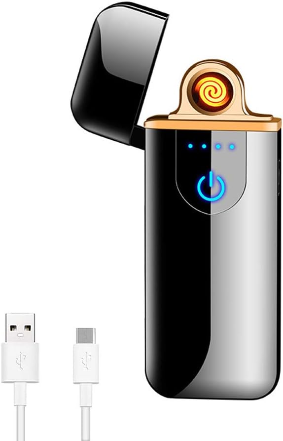 🔥 ولاعة إلكترونية فاخرة قابلة للشحن USB – بدون لهب ومستشعر بصمة ذكي مقاومة للرياح