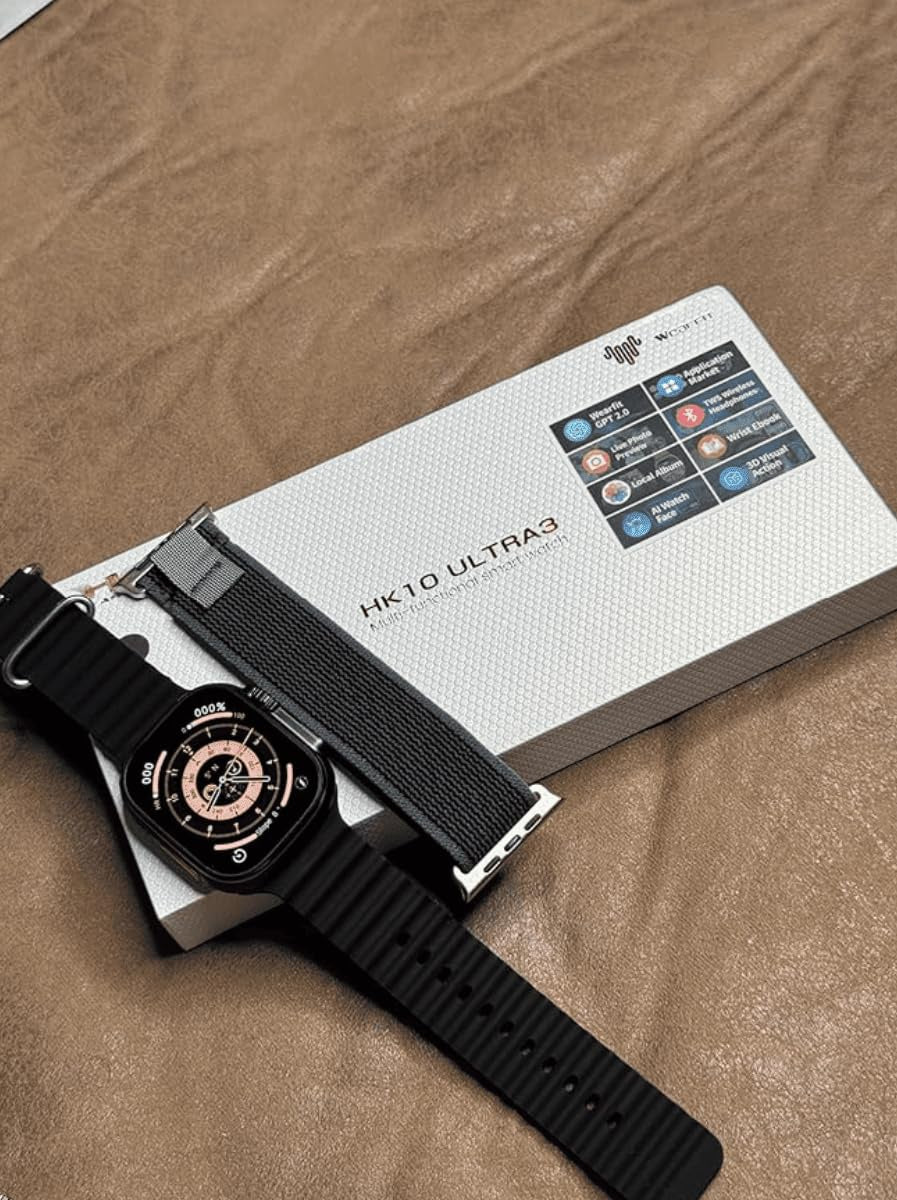 ⌚ ساعة HK10 Ultra 3 الذكية بشاشة AMOLED مقاس 2.02 بوصة | مكالمات بلوتوث + أكثر من 100 وضع رياضي + مقاومة للماء IP67